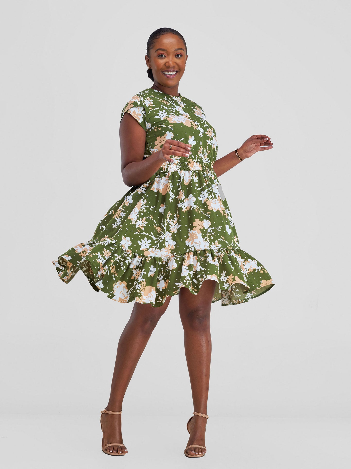 Ivy Floral Dress - Green Print