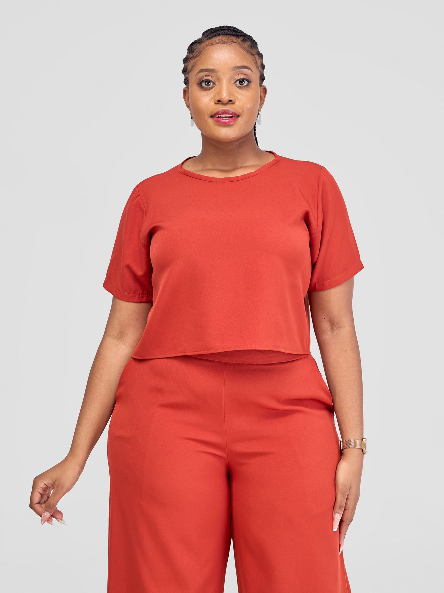 Zaria Two Piece Set - Rust Brown