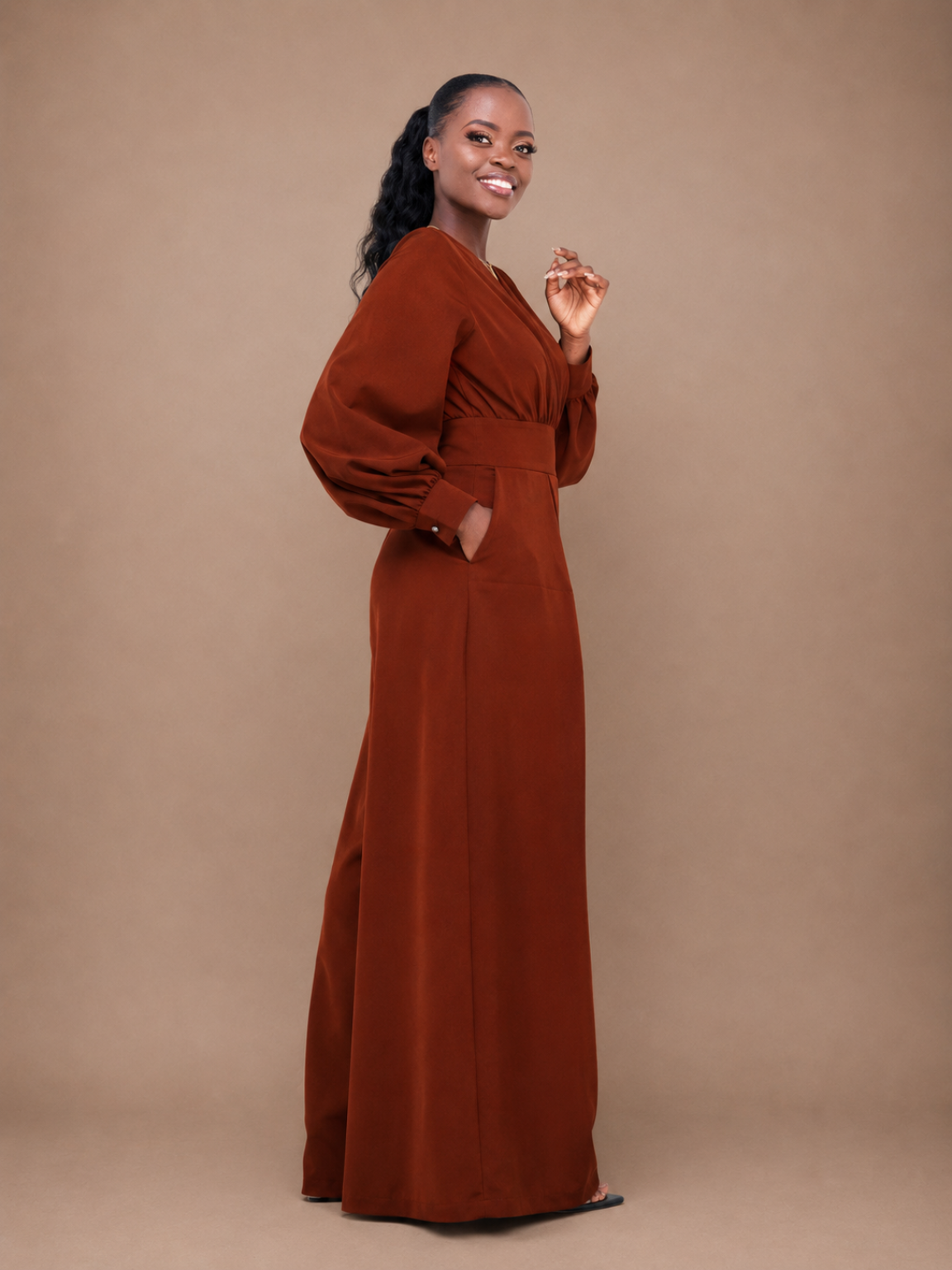 Nova Wide Leg Jumpsuit - Rust Brown