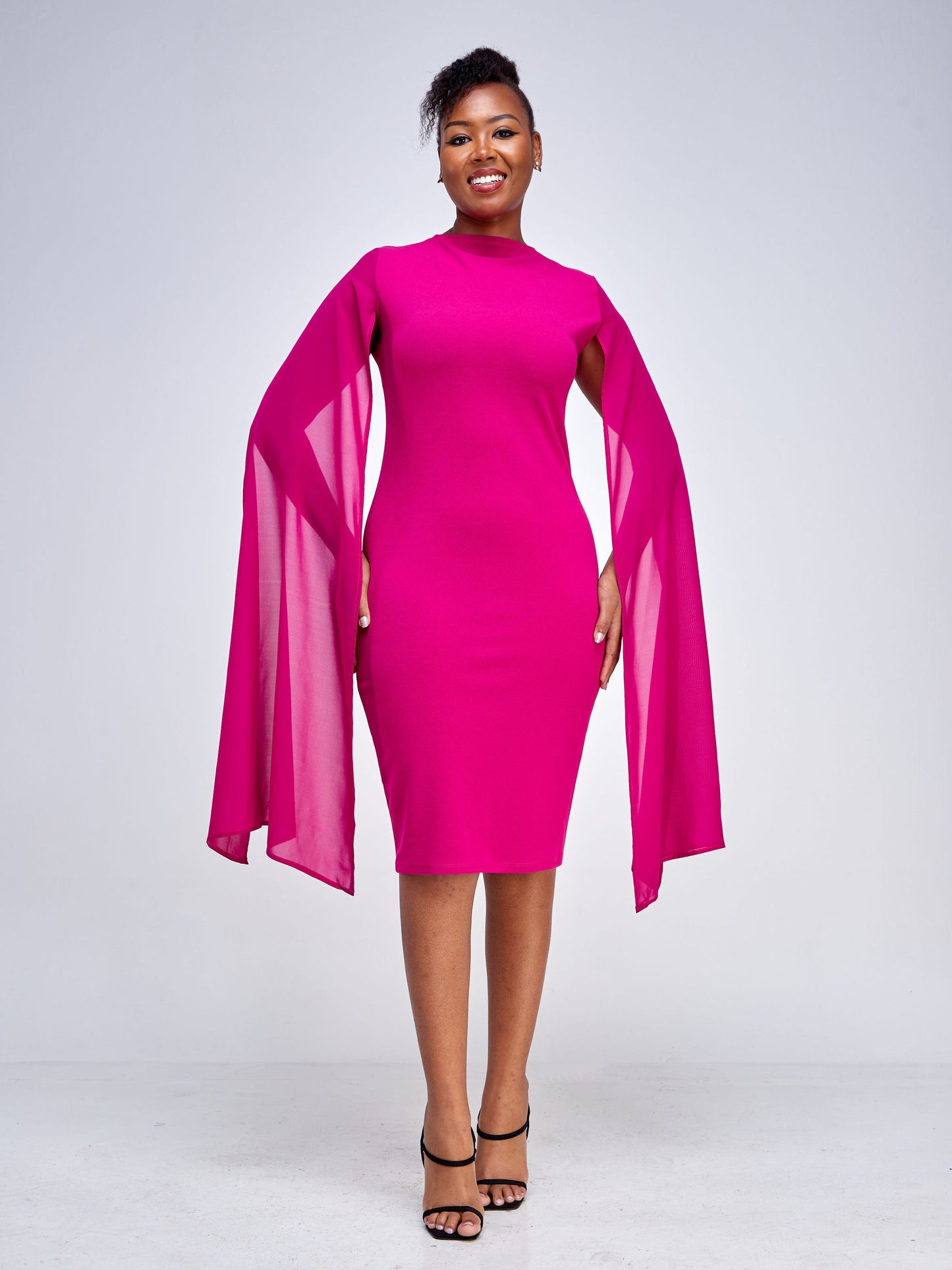 Emilia Cape Dress -  Fuchsia