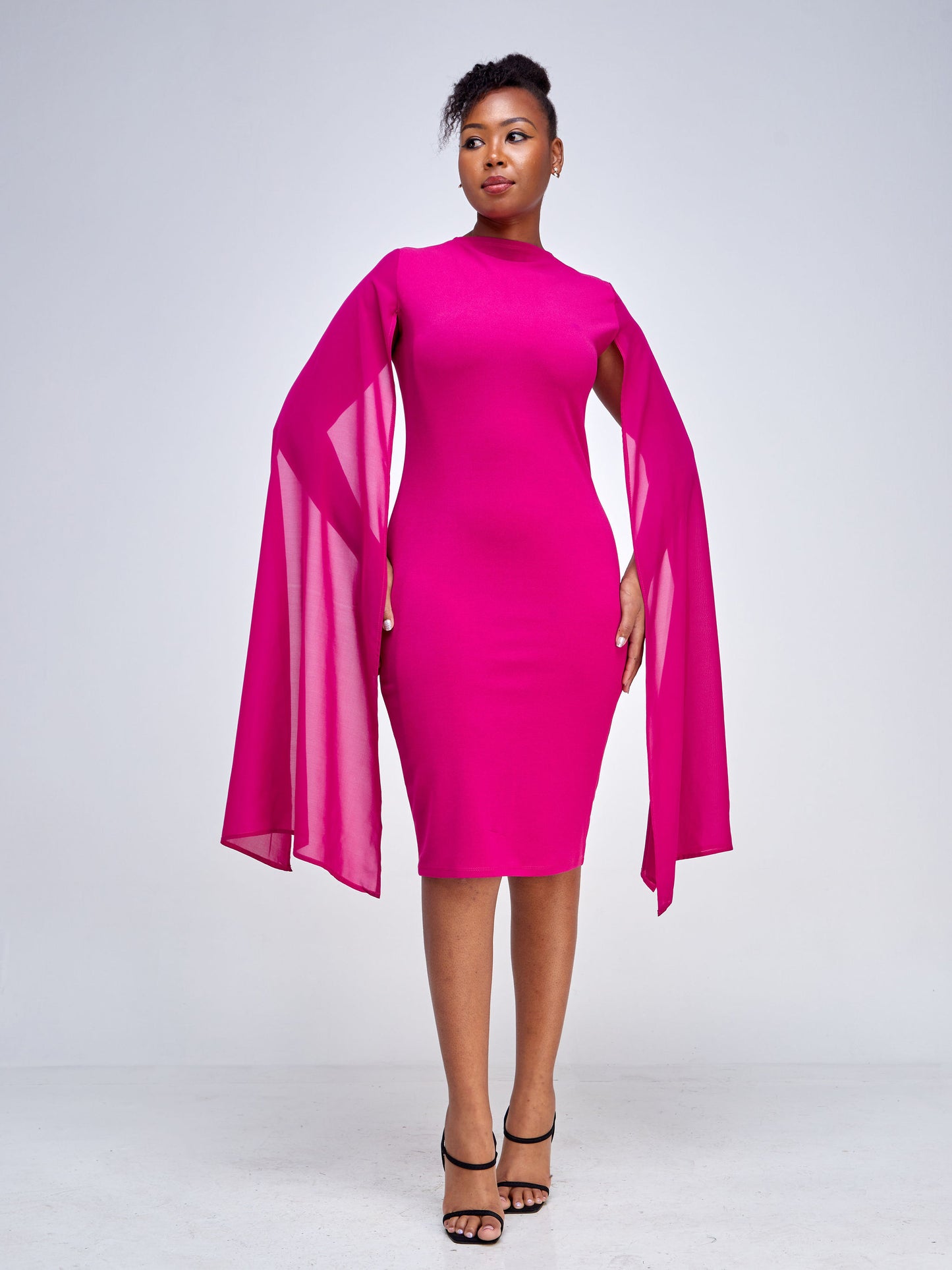 Emilia Cape Dress -  Fuchsia