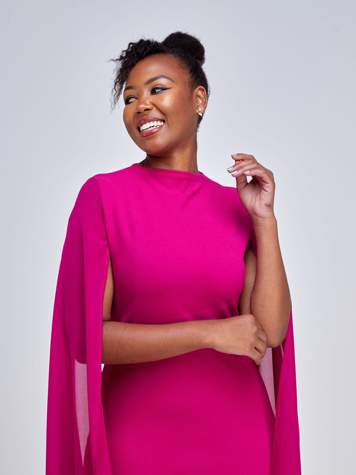 Emilia Cape Dress -  Fuchsia