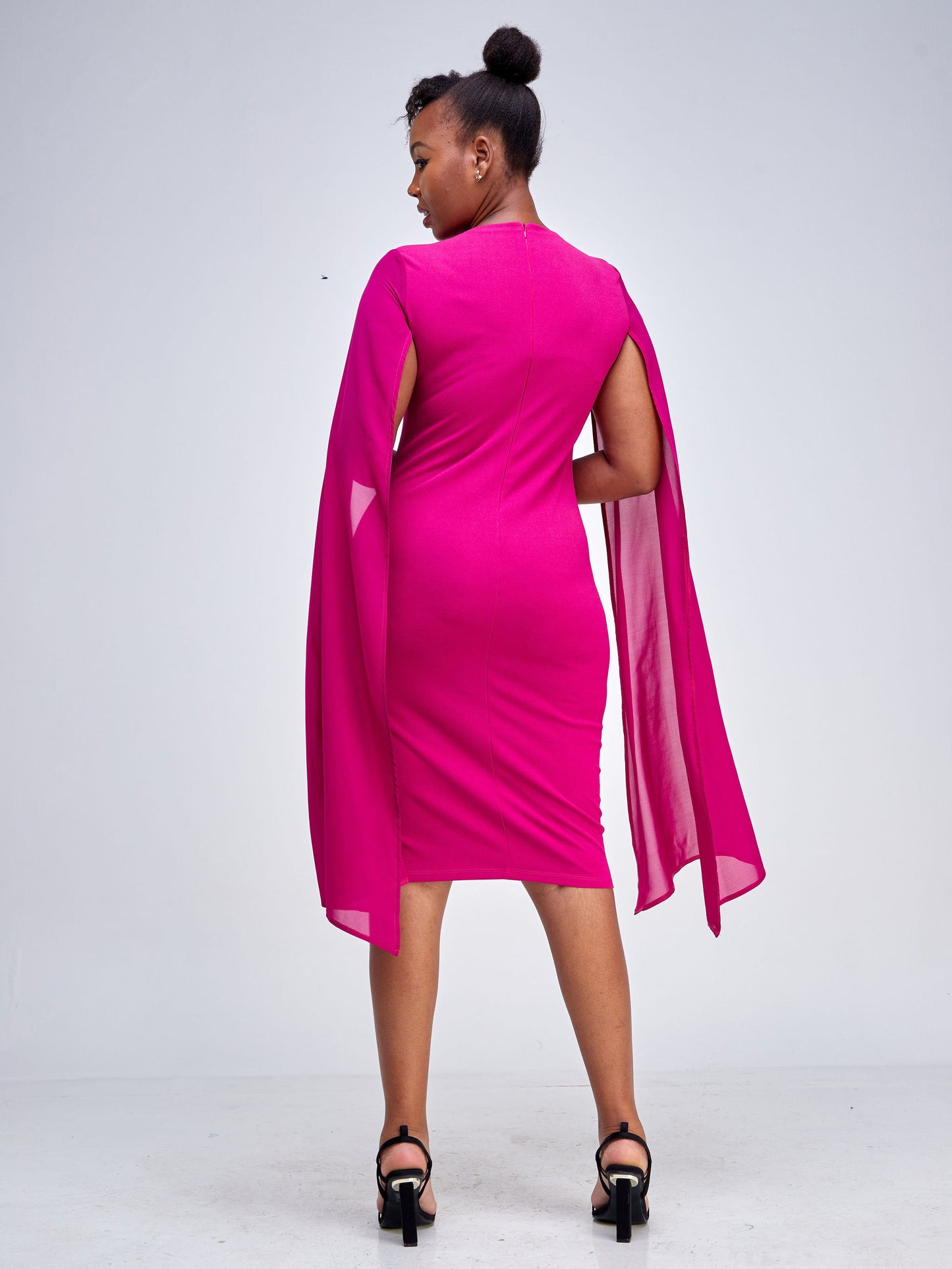 Emilia Cape Dress -  Fuchsia