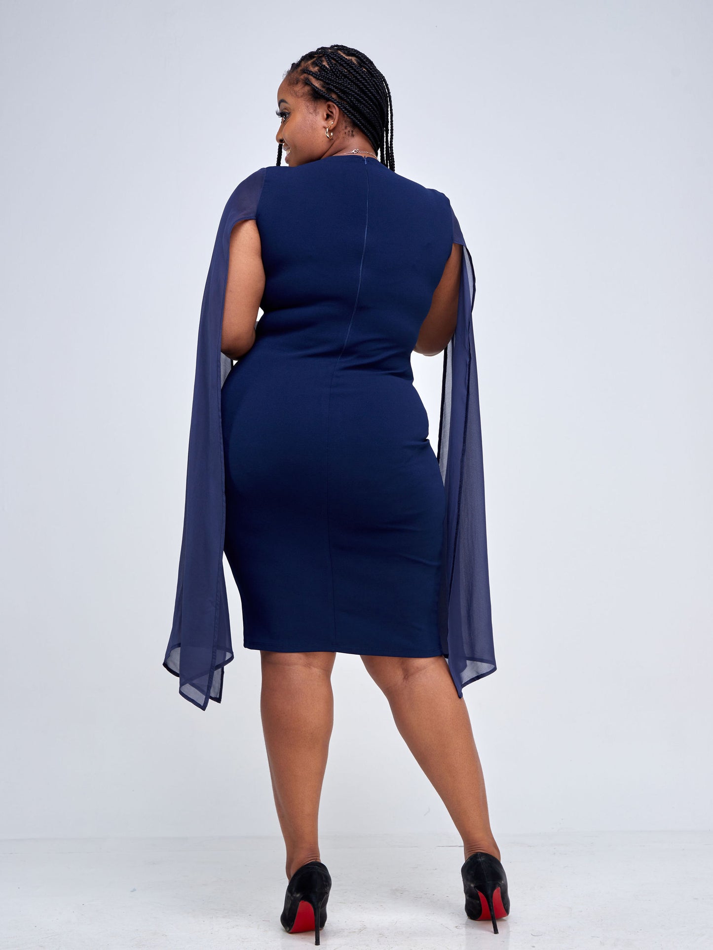 Emilia Cape Dress -  Navy Blue