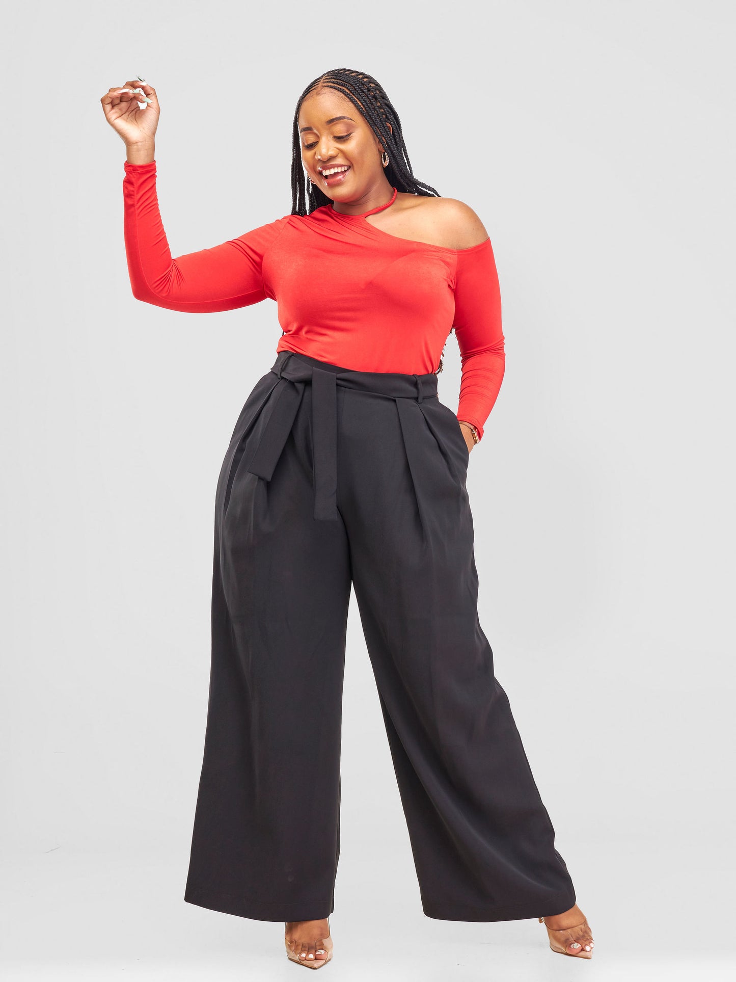 Olivia Timeless Pleated Wide Leg Pants - Black