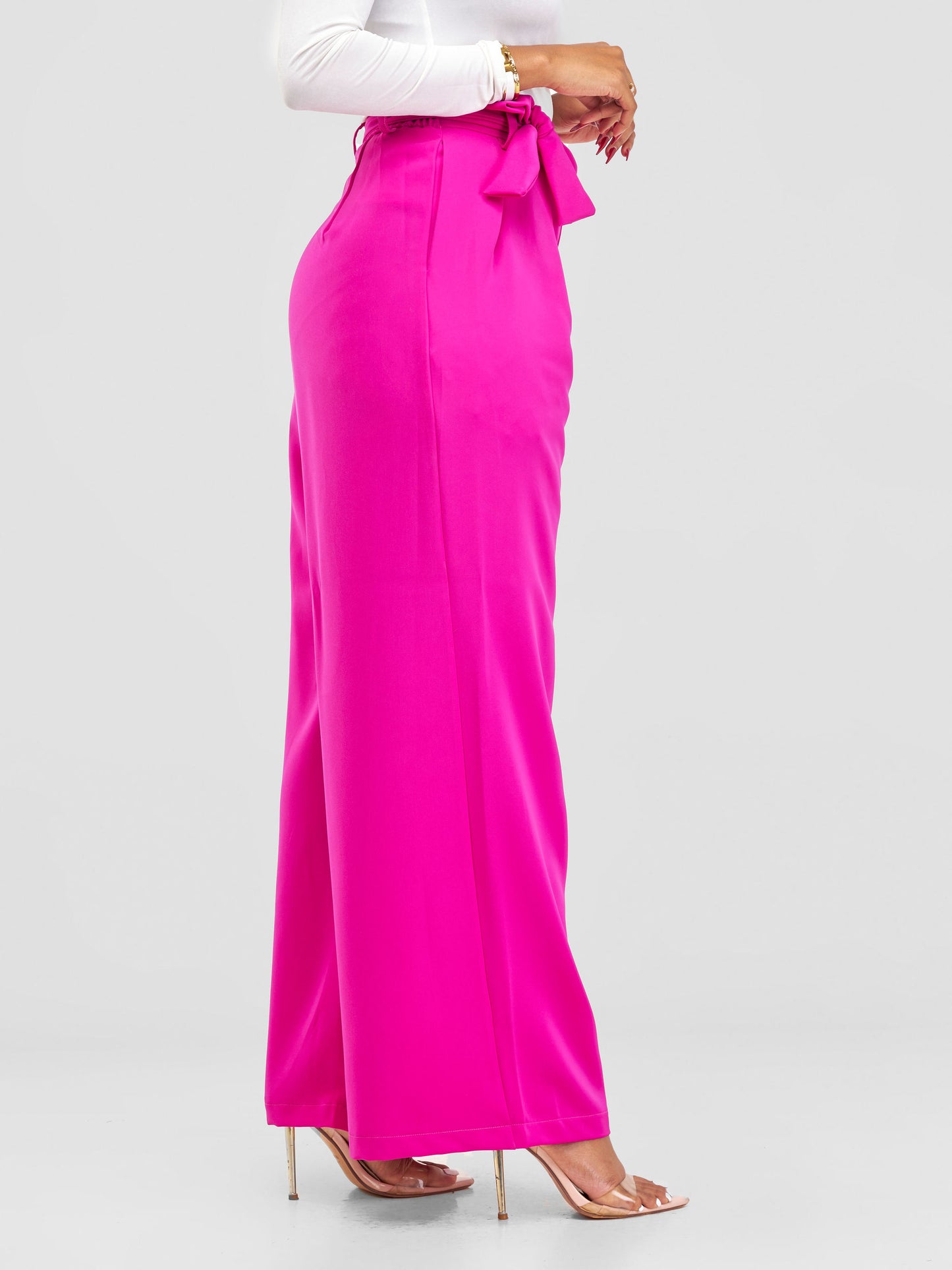 Olivia Timeless Pleated Wide Leg Pants - Fuchsia