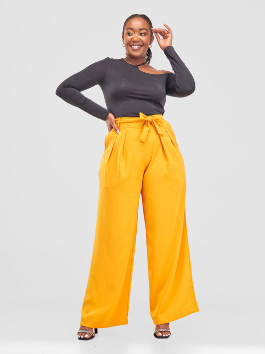 Olivia Timeless Pleated Wide Leg Pants - Mustard