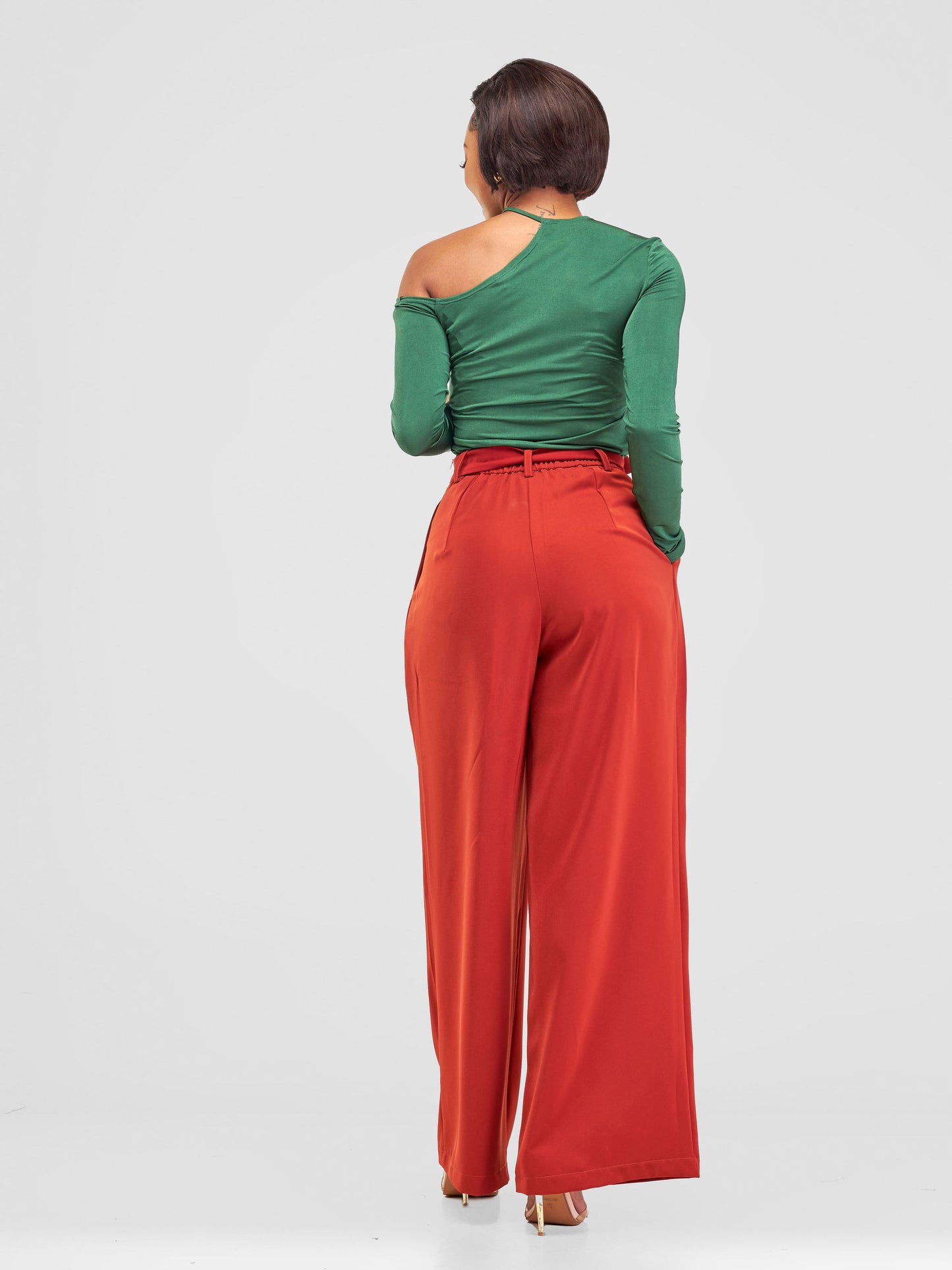 Olivia Wide Leg Pants - Rust Brown