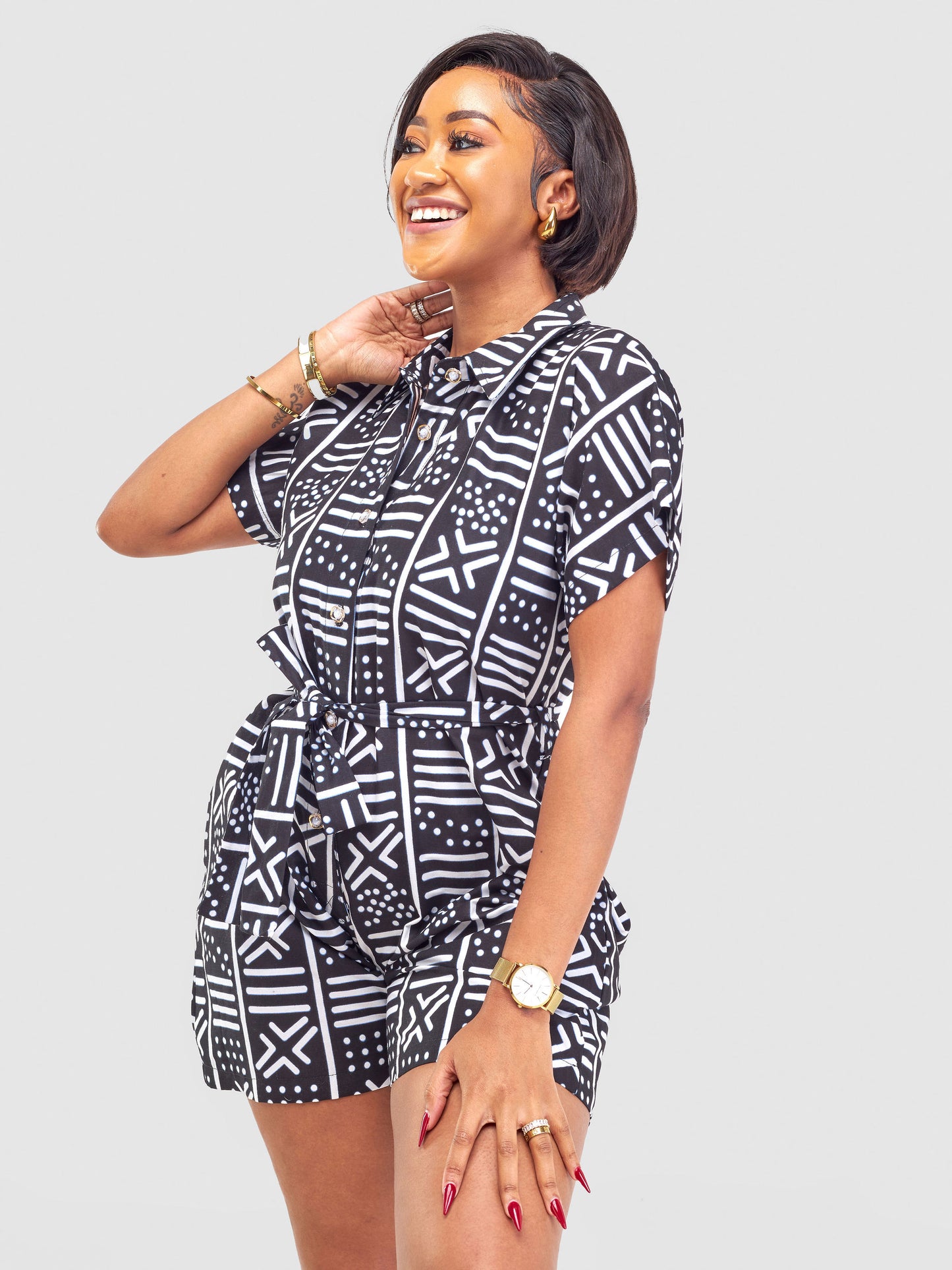 Zarina Fancy Romper- Black & White