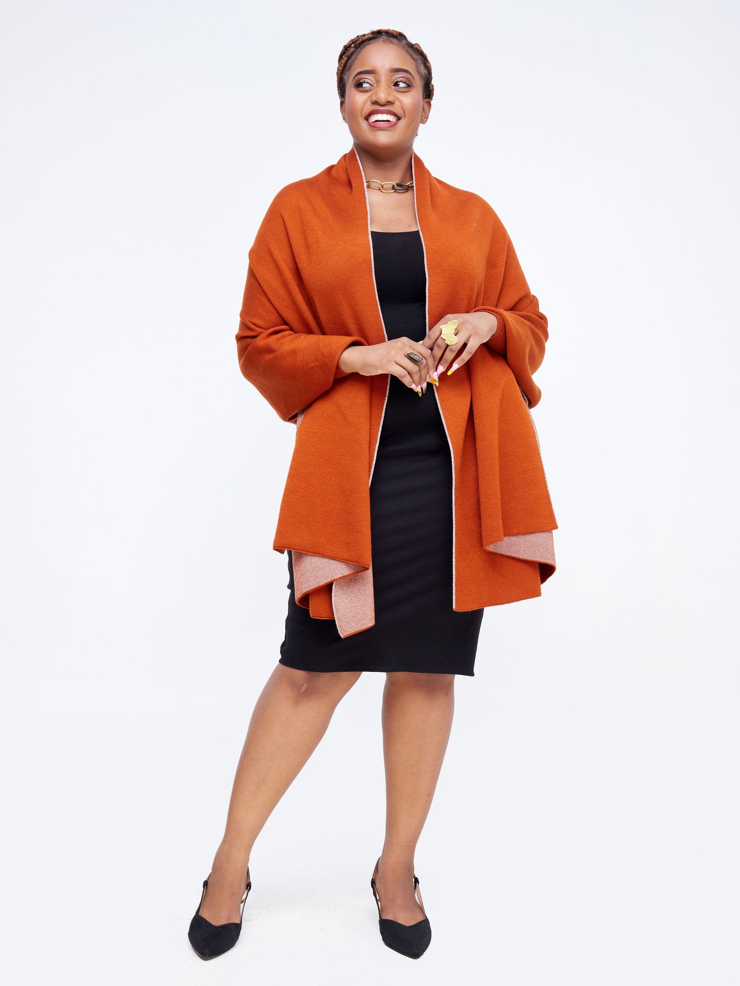 Elsie Glamour Zahra Hygge Shawl RUST BROWN