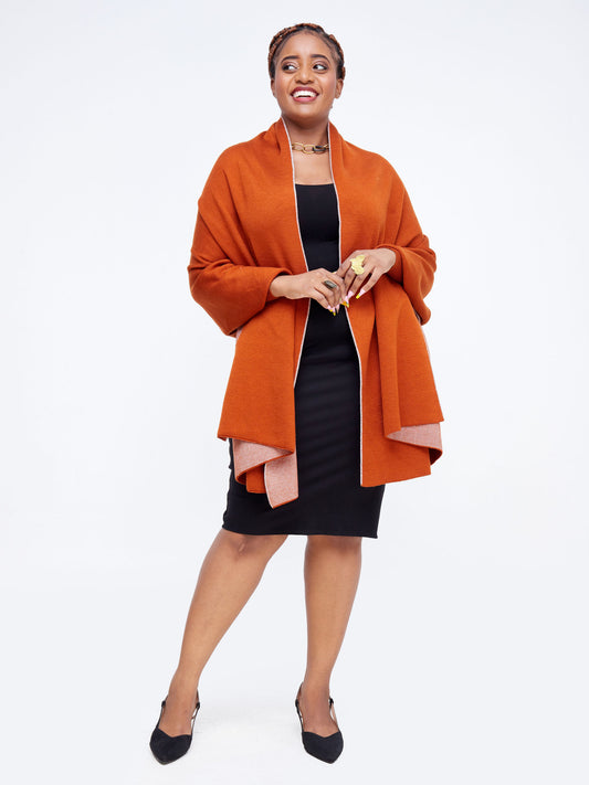 Elsie Glamour Zahra Hygge Shawl RUST BROWN