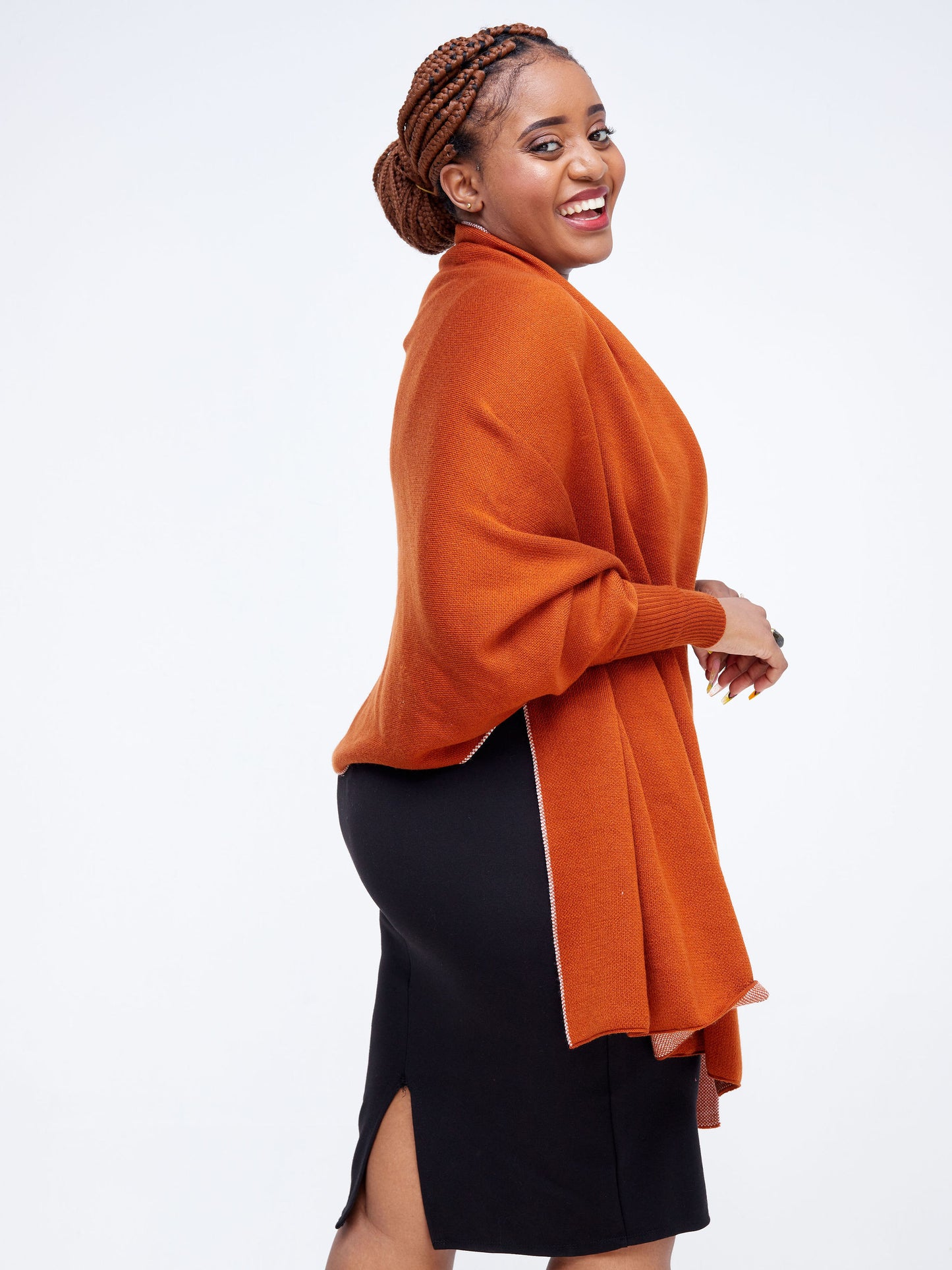 Elsie Glamour Zahra Hygge Shawl RUST BROWN