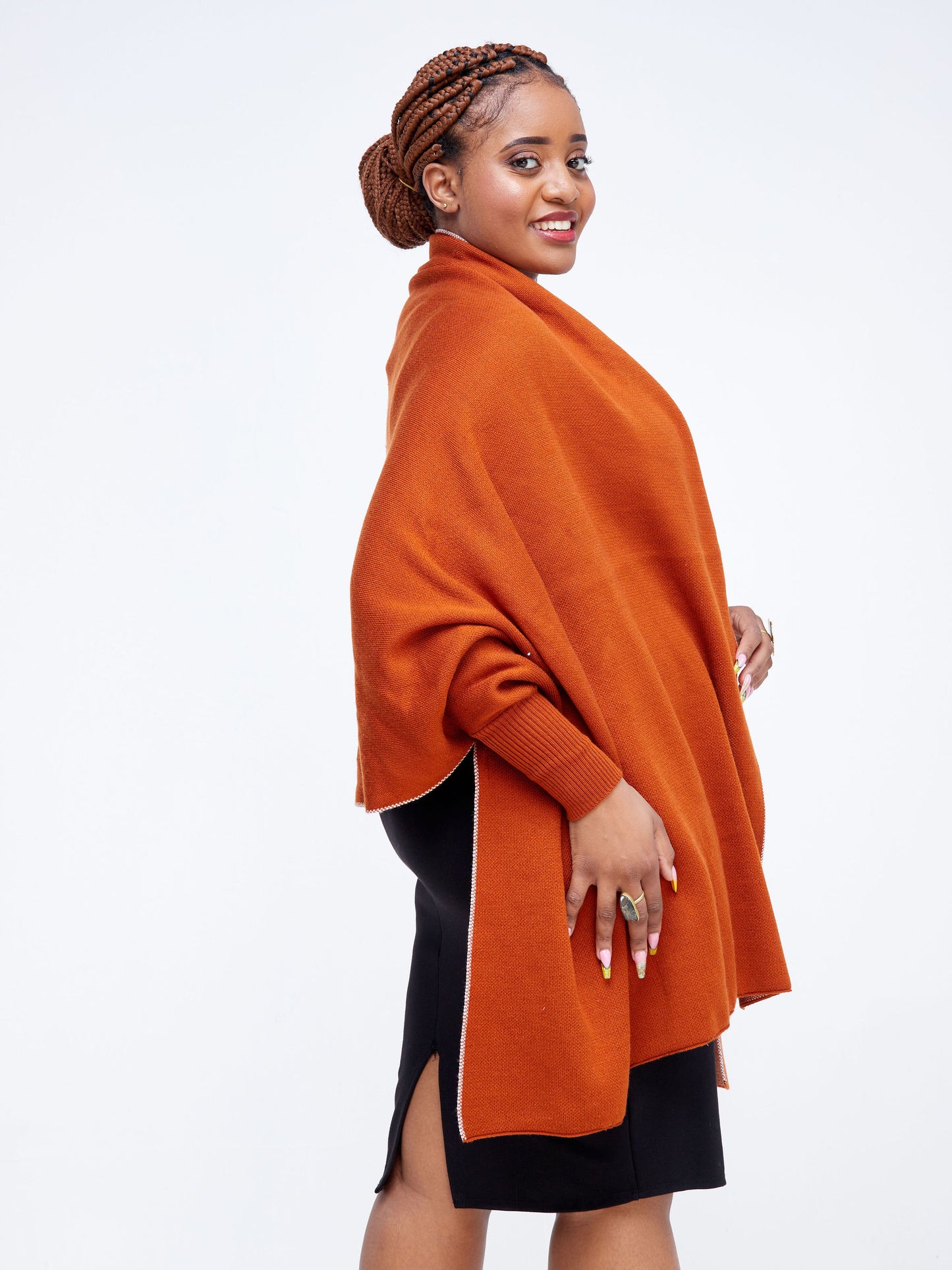 Elsie Glamour Zahra Hygge Shawl RUST BROWN