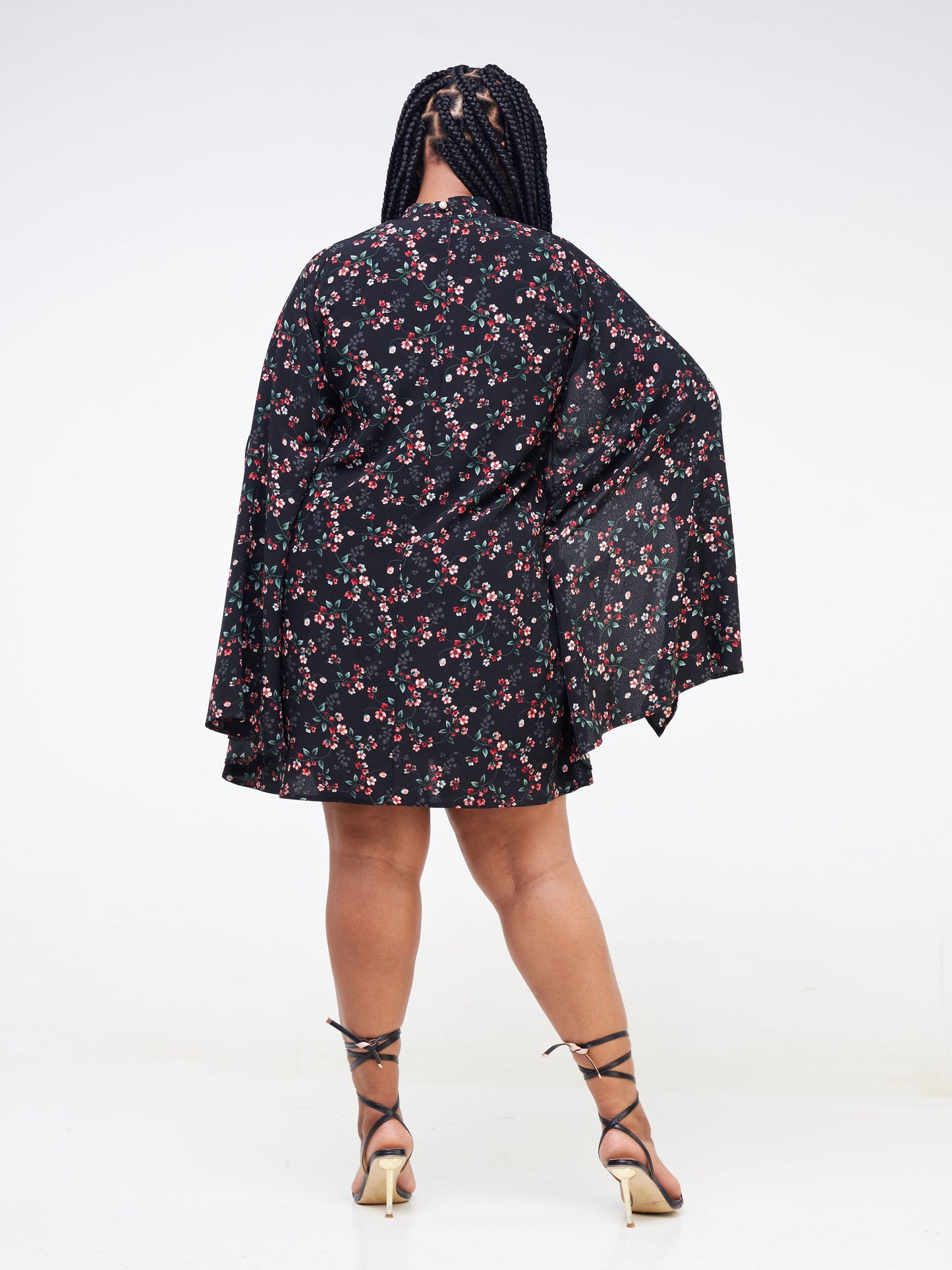 Ayanna Cape Dress - Floral Black