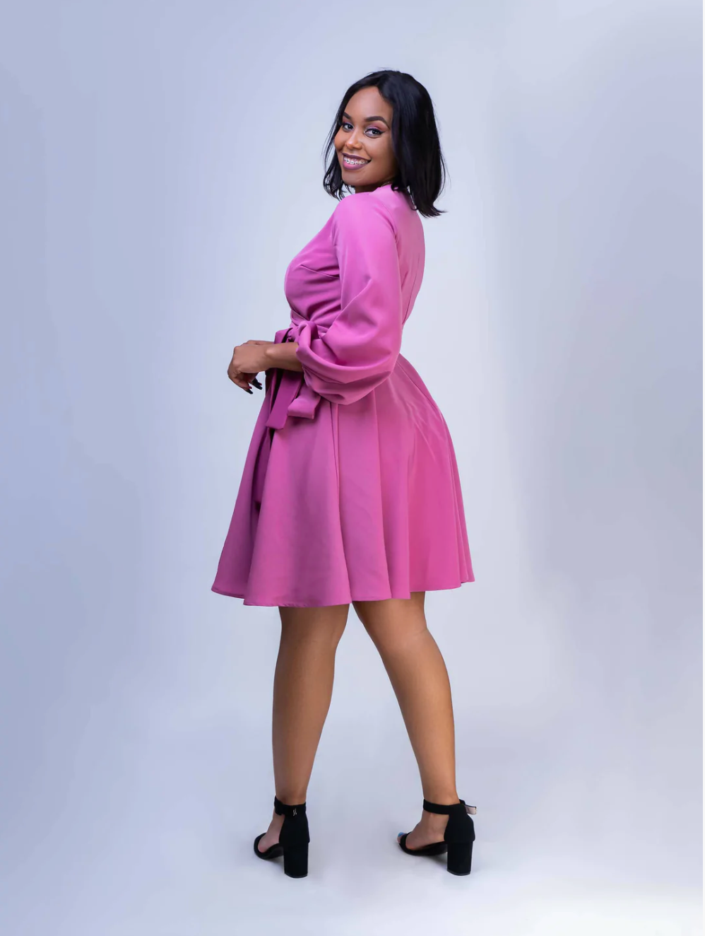 Adele Wrap Dress - Rose Purple